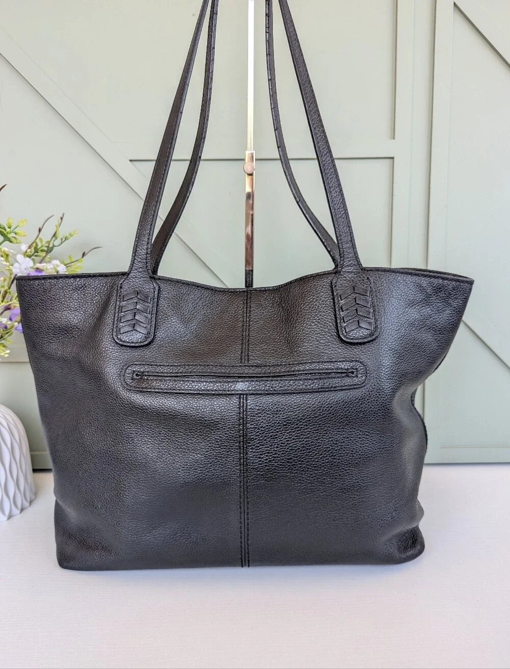 Brighton Black Studded Tote with Heart Charm
